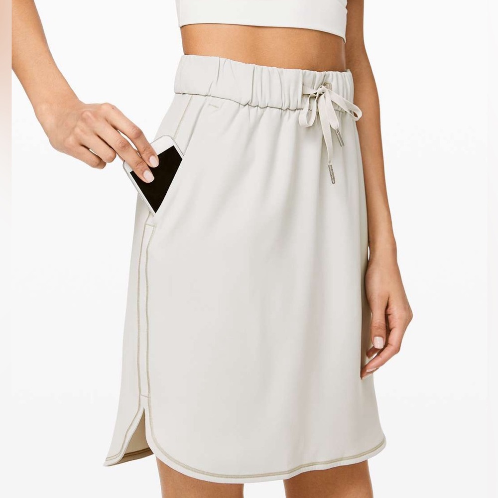 lululemon athletica Cream Drawstring Midi Skirt with Pockets